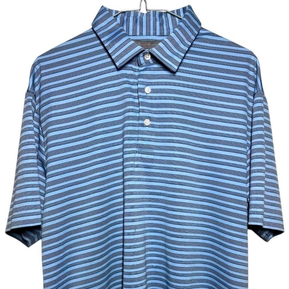 DANIEL CREMIEUX Signature Collection‎ Mens Blue Stripe Polo Shirt Size L